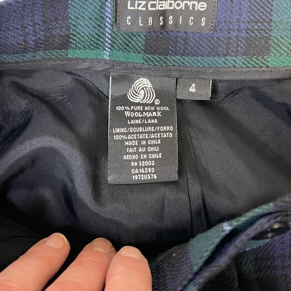 100% Wool high waist  Liz claiborne Plaid lined Academia trousers size 4 - Picture 14 of 16
